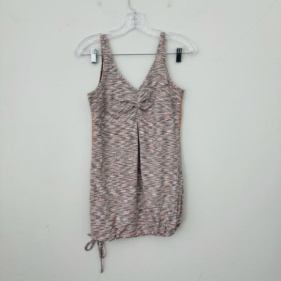Lucy Tech Brown And Coral Ruched Athletic Tank Women’s Size M - Picture 1 of 6